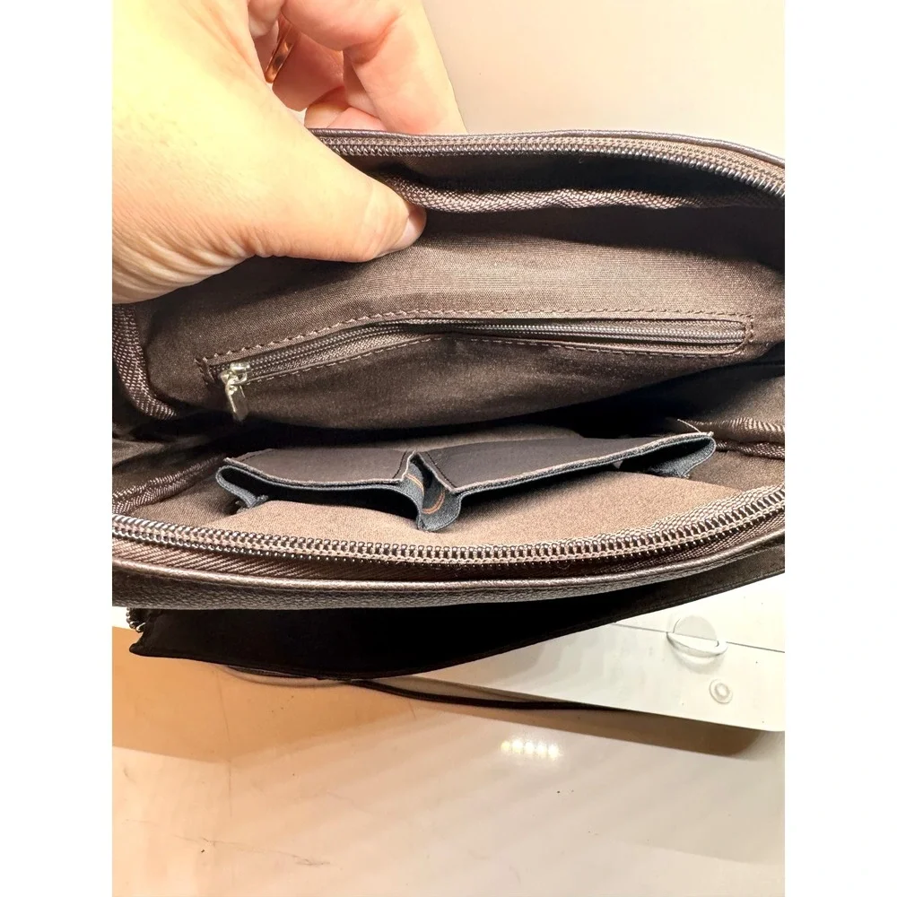 Set of 2 Faux Leather Crossbody Messenger Bags Black Brown Travel Satchel‎